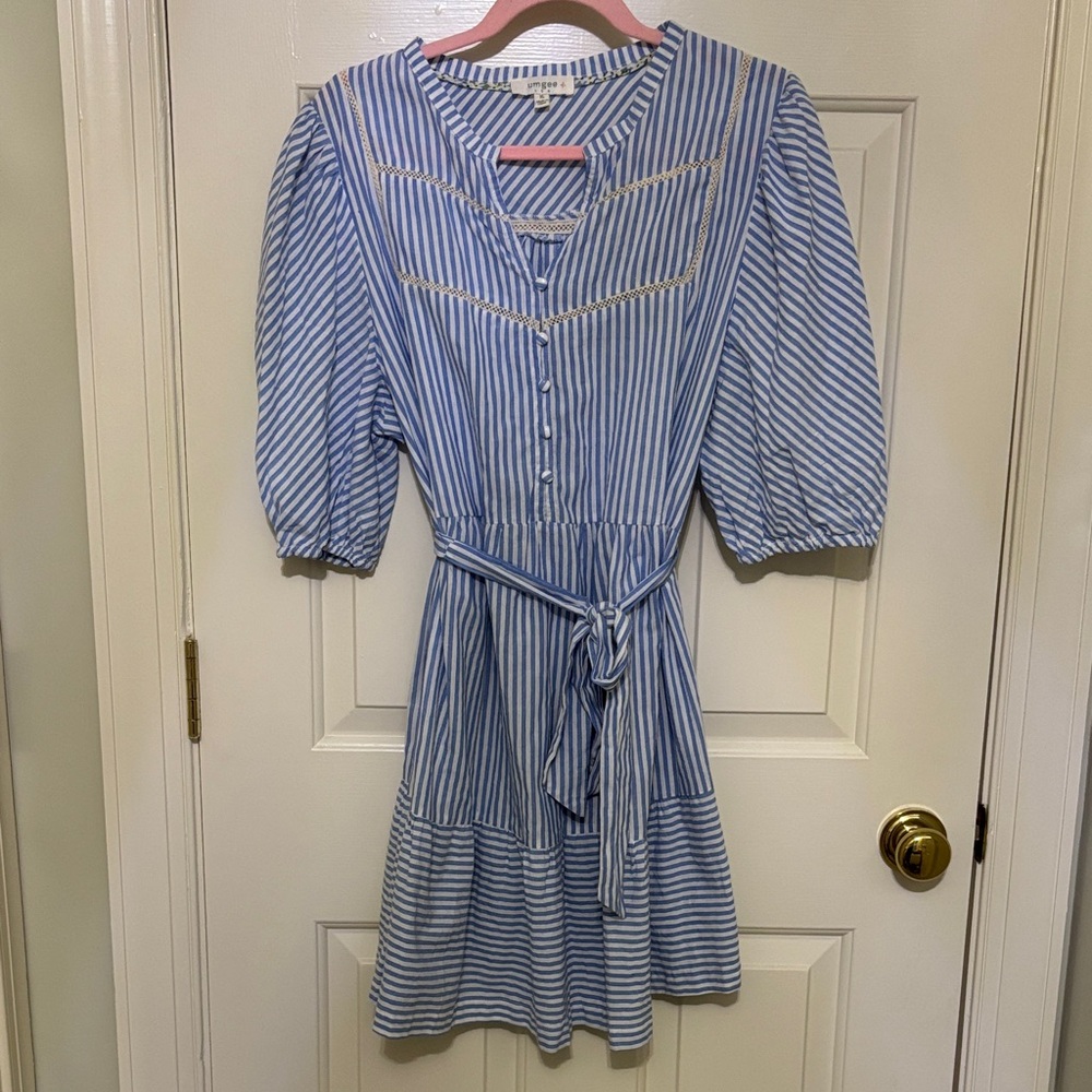 Blue and White Striped Dress